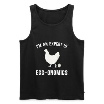 Expert En Économie - Humour De Poule - Débardeur bio Premium Homme - noir - Devant - AI Model Male 178 light (178cm)