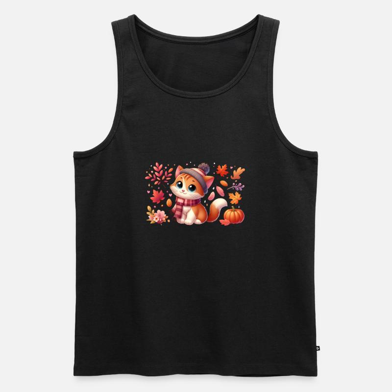 Herbst Katze 3 - Männer Premium Bio Tank Top - Schwarz