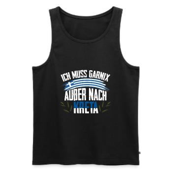 Ich muss garnix Kreta Griechenland - Männer Premium Bio Tank Top - Schwarz - Vorne - Michal (187cm)