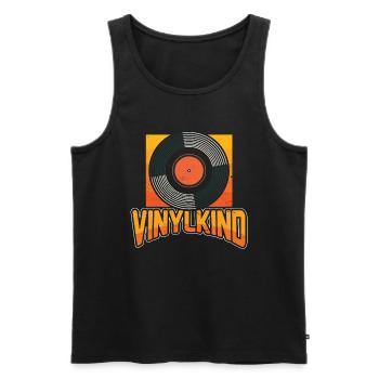 90er 80er Jahre Mottoparty Vinylkind Schallplatte - Männer Premium Bio Tank Top - Schwarz - Vorne - AI Model Male 178 light (178cm)