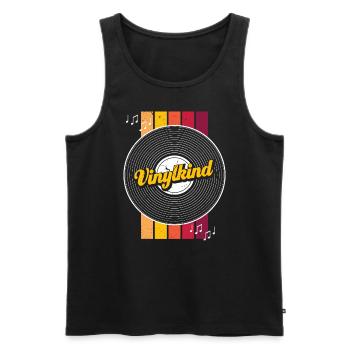 90er 80er Jahre Mottoparty Vinylkind Schallplatte - Männer Premium Bio Tank Top - Schwarz - Vorne - AI Model Male 178 light (178cm)