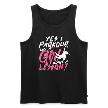 Parkour Girl Freerunning Runner Back Flip Jumping - Men's Premium Organic Tank Top - black - Front - AI Model Male 178 light (178cm)
