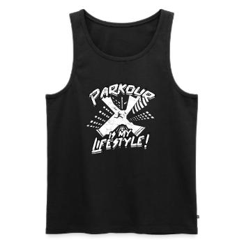 Parkour Freerunning Runner Back Flip Jumping - Men's Premium Organic Tank Top - black - Front - AI Model Male 178 light (178cm)