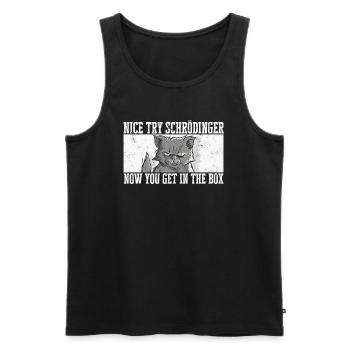 Schrodinger's cat Alive Dead quantum physics - Men's Premium Organic Tank Top - black - Front - AI Model Male 178 light (178cm)