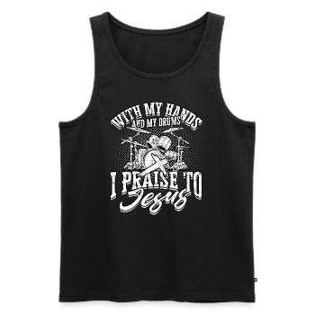 Drummer Jesus Cross Drummer Drummer - Men's Premium Organic Tank Top - black - Front - Michal (187cm)