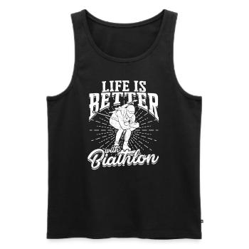 Biathlon Sport Winter Sports Ski Gift Quote Lan - Men's Premium Organic Tank Top - black - Front - Michal (187cm)