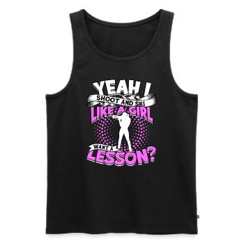 Biathlon Sport Winter Sports Ski Gift Quote Lan - Men's Premium Organic Tank Top - black - Front - Michal (187cm)