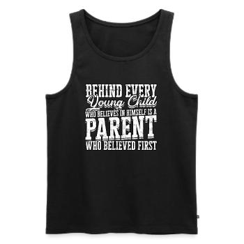 cadeau parents mère idée cadeau père famille - Débardeur bio Premium Homme - noir - Devant - Michal (187cm)