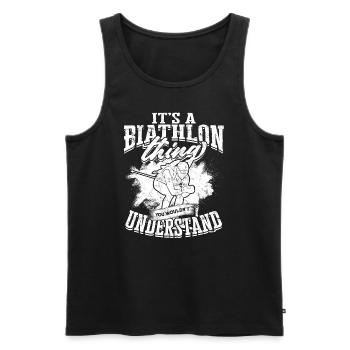 Biathlon Sport Winter Sports Ski Gift Quote Lan - Men's Premium Organic Tank Top - black - Front - Michal (187cm)