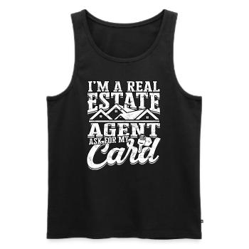 agent immobilier agent immobilier cadeau cadeau - Débardeur bio Premium Homme - noir - Devant - Michal (187cm)