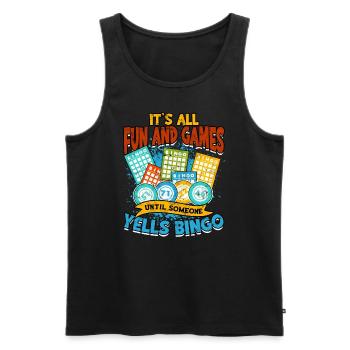 Bingo Jeu Joueur de bingo Grand-mère Loterie de jeu - Débardeur bio Premium Homme - noir - Devant - AI Model Male 178 light (178cm)