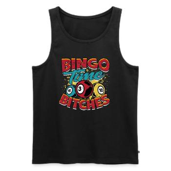 Bingo Jeu Joueur de bingo Grand-mère Loterie de jeu - Débardeur bio Premium Homme - noir - Devant - AI Model Male 178 light (178cm)