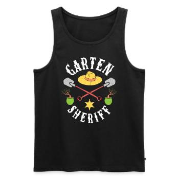 Garten Sheriff HobbyGärtner Outfit - Männer Premium Bio Tank Top - Schwarz - Vorne - Michal (187cm)