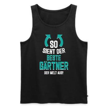 So sieht der beste Gärtner der Welt aus - Männer Premium Bio Tank Top - Schwarz - Vorne - Michal (187cm)