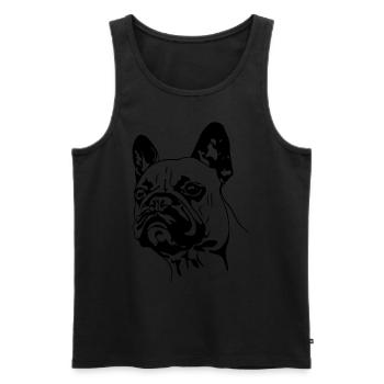 Tête de Bouledogue Français - Débardeur bio Premium Homme - noir - Devant - AI Model Male 178 light (178cm)