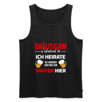 Team groom - it escalates, booze, he gets married - Men's Premium Organic Tank Top - black - Front - AI Model Male 178 light (178cm)