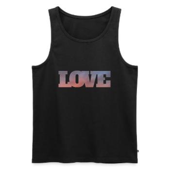 Nuages dans l’inscription amour - Débardeur bio Premium Homme - noir - Devant - Michal (187cm)