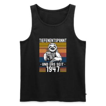 Faultier Geburtstag 1947 Geboren Jahrgang 1947 - Männer Premium Bio Tank Top - Schwarz - Vorne - Michal (187cm)