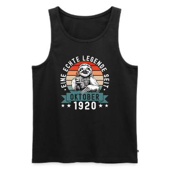 Faultier Geburtstag Oktober 1920 Geboren Jahrgang - Männer Premium Bio Tank Top - Schwarz - Vorne - Michal (187cm)