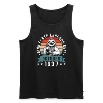 Faultier Geburtstag Oktober 1937 Geboren Jahrgang - Männer Premium Bio Tank Top - Schwarz - Vorne - Michal (187cm)