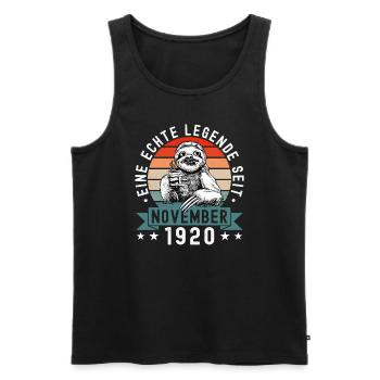 Faultier Geburtstag November 1920 Geboren Jahrgang - Männer Premium Bio Tank Top - Schwarz - Vorne - Michal (187cm)