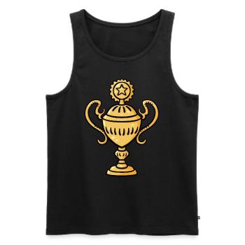 Cup Winner Winner Gift Idea - Gold Trophy - Men's Premium Organic Tank Top - black - Front - AI Model Male 178 light (178cm)