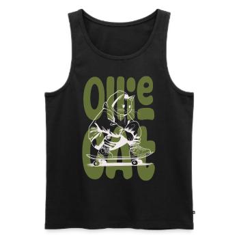 Oolie Katze ist die Katze, die cool skatet - Männer Premium Bio Tank Top - Schwarz - Vorne - AI Model Male 178 light (178cm)
