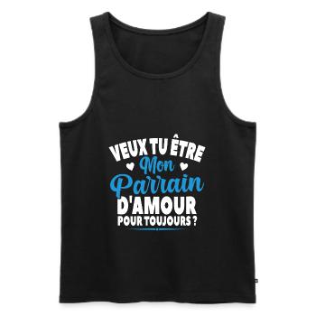 Veux Tu Être Mon Parrain D'amour Annonce Grossesse - Débardeur bio Premium Homme - noir - Devant - Michal (187cm)