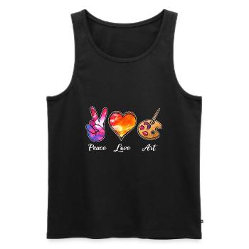 Peace Love Art - Painters, Artists, Pictures - Men's Premium Organic Tank Top - black - Front - Michal (187cm)
