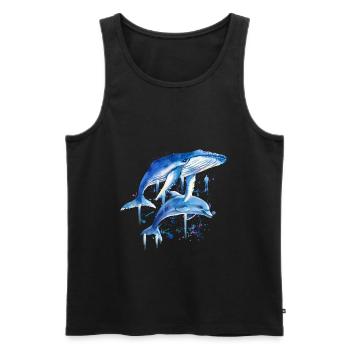 Blue Whale Dolphin Diver Whales Bottlenose Dolphin Dolphin - Men's Premium Organic Tank Top - black - Front - AI Model Male 178 light (178cm)