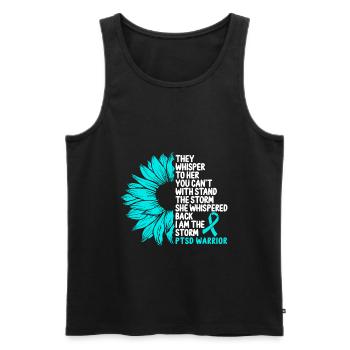 PTSD Awareness Teal Ribbon Vétéran Soldier Storm - Débardeur bio Premium Homme - noir - Devant - AI Model Male 178 light (178cm)