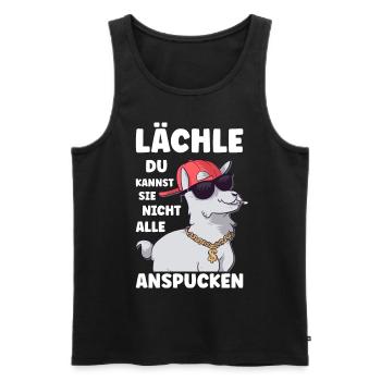 Lächle du kannst sie nicht alle Alpaka Sprüche - Männer Premium Bio Tank Top - Schwarz - Vorne - Michal (187cm)