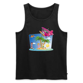 Cheerful and colorful summer illustration. - Men's Premium Organic Tank Top - black - Front - AI Model Male 178 light (178cm)