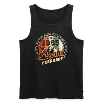 Geboren im Februar 1965 Retro Februar 1965 Geburtstag - Männer Premium Bio Tank Top - Schwarz - Vorne - Michal (187cm)