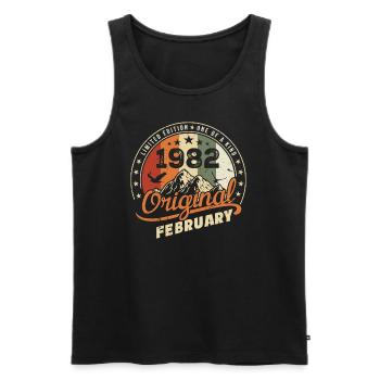 Born February 1982 Retro February 1982 Birthday - Men's Premium Organic Tank Top - black - Front - Michal (187cm)