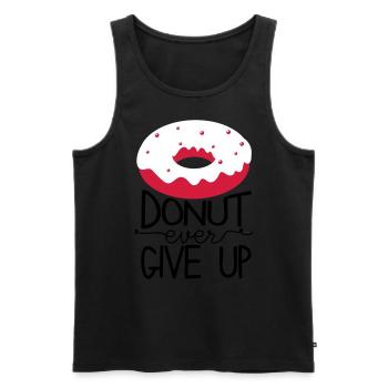 Never Give Up Donut Tasty Success Motto Hunger - Men's Premium Organic Tank Top - black - Front - AI Model Male 178 light (178cm)