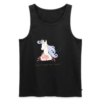 Unicorn loves flowers - Men's Premium Organic Tank Top - black - Front - Michal (187cm)