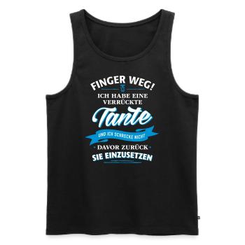 Finger weg! verrückte Tante Verwandte Familie Kind - Männer Premium Bio Tank Top - Schwarz - Vorne - AI Model Male 178 light (178cm)
