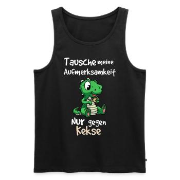 Small Crocodile Saying Design - Men's Premium Organic Tank Top - black - Front - Michal (187cm)