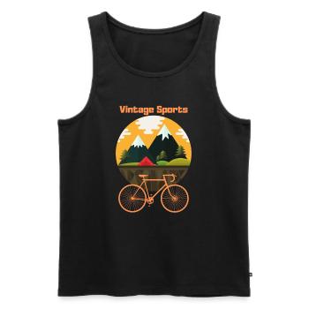 Vintage Sports - Cycling - Cycling - Cyclist - Men's Premium Organic Tank Top - black - Front - AI Model Male 178 light (178cm)