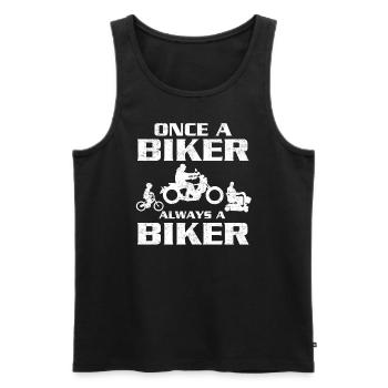 Une fois un motard toujours un motard - Débardeur bio Premium Homme - noir - Devant - AI Model Male 178 light (178cm)