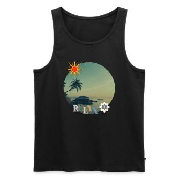 Retro Relax Design Sommer Urlaub - Männer Premium Bio Tank Top - Schwarz - Vorne - AI Model Male 178 light (178cm)