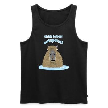 Capybara - ich bin total entspannt - Männer Premium Bio Tank Top - Schwarz - Vorne - Michal (187cm)