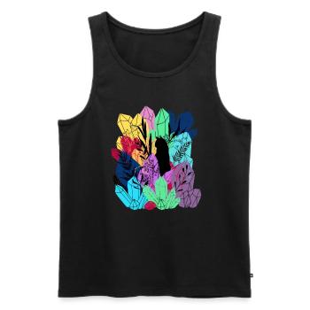 Kristalle - Katze - Magie - Männer Premium Bio Tank Top - Schwarz - Vorne - Michal (187cm)