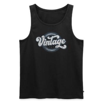 Legendary vintage denim clothing retro blue - Men's Premium Organic Tank Top - black - Front - AI Model Male 178 light (178cm)