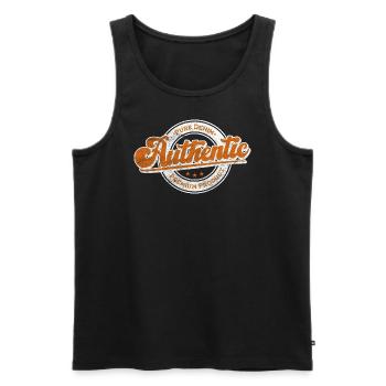 Authentic pure denim premium product retro orange - Men's Premium Organic Tank Top - black - Front - AI Model Male 178 light (178cm)