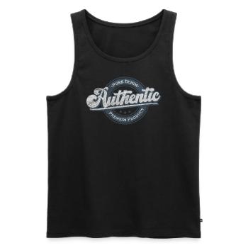 Authentisches reines Denim-Premiumprodukt retroblau - Männer Premium Bio Tank Top - Schwarz - Vorne - AI Model Male 178 light (178cm)