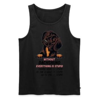 Ohne Dachshund ist alles doof - Männer Premium Bio Tank Top - Schwarz - Vorne - AI Model Male 178 light (178cm)