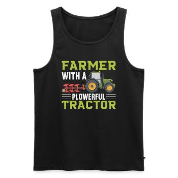 Agriculteur avec un tracteur plus léger - Débardeur bio Premium Homme - noir - Devant - Michal (187cm)