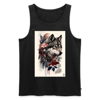 Wolf Design by ART8NS Art on Streetwear S 03of25 - Männer Premium Bio Tank Top - Schwarz - Vorne - Michal (187cm)